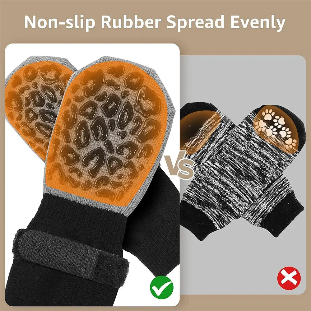 4pcs Dog Paw Protectors Anti-Slip Boots with Traction Control Adjustable Socks for Injured Paws Senior Dogs