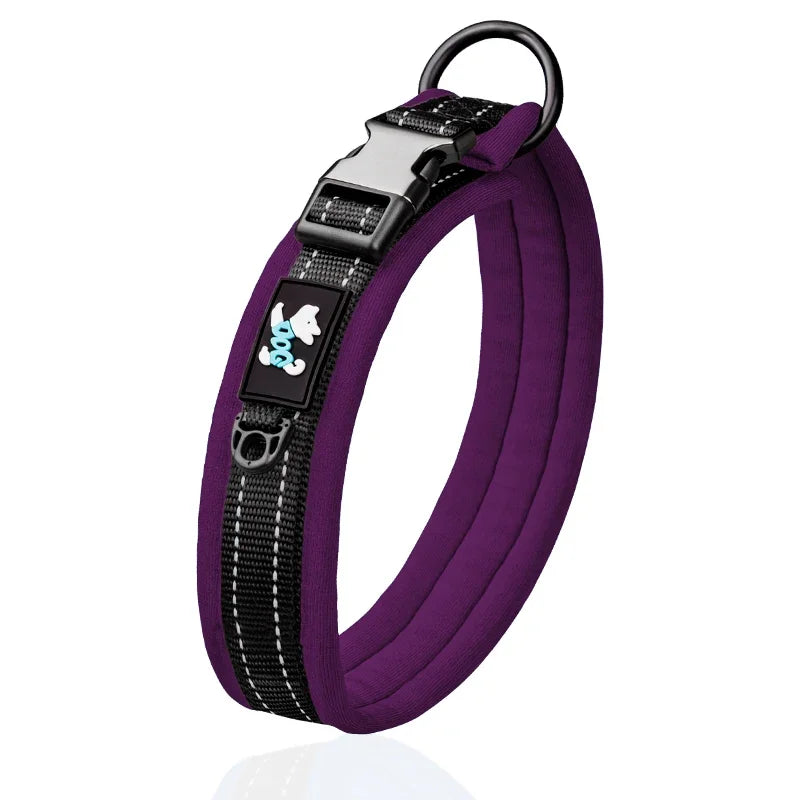 Adjustable Mesh Padded Pet Dog Collar Custom ID Engraving Reflective Nylon Dog Collar Durable Heavy Duty for All Breed All Pug