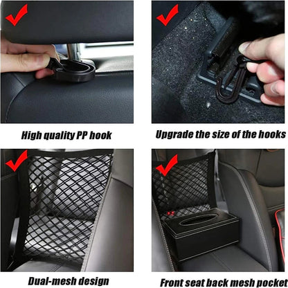Pet Car Barrier Dog Car Barrier with Automatic Safety Mesh Storage Bag Pet Barrier Guard Back Seat Safety Protector Mesh Net PawPrint Treasures