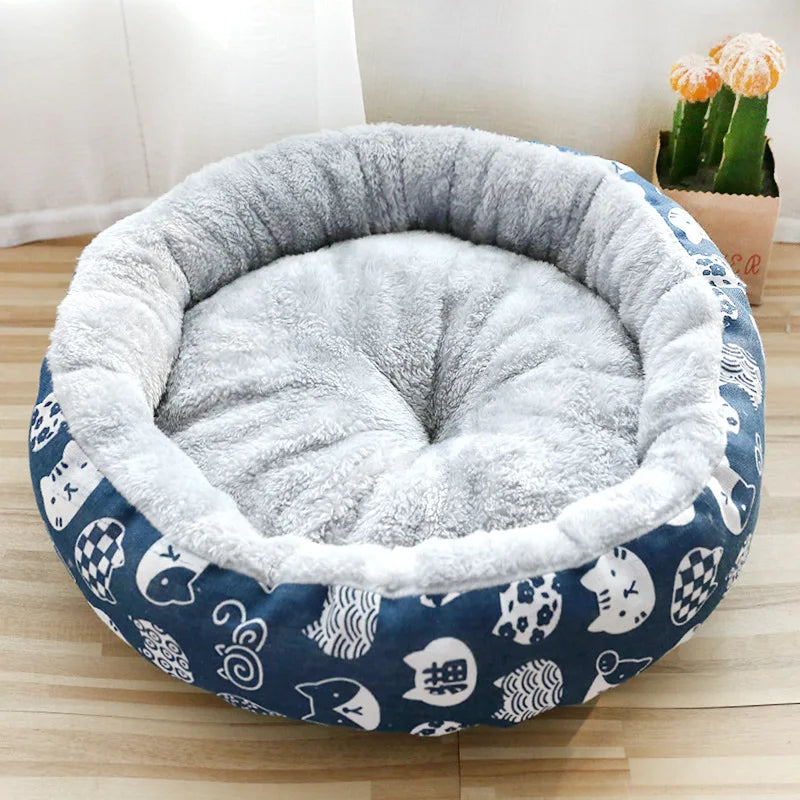 Pet Supplies Cat Nest Dog Nest Round Comfortable Cotton Nest Dog and Cat Seasonal Universal Nest Small and Medium sized Dogs