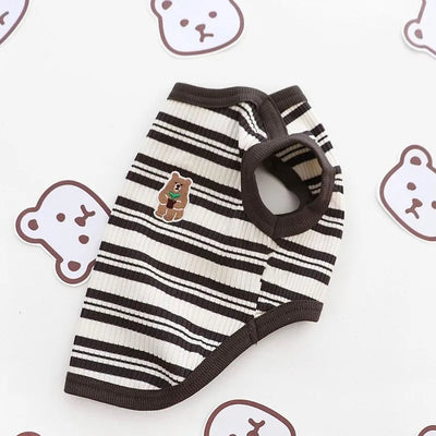 Dog Shirts Cotton Striped Puppy Sleeveless T-Shirts Spring Autumn Clothes for Small Dogs, Soft Breathable Stretchable Doggy Tee