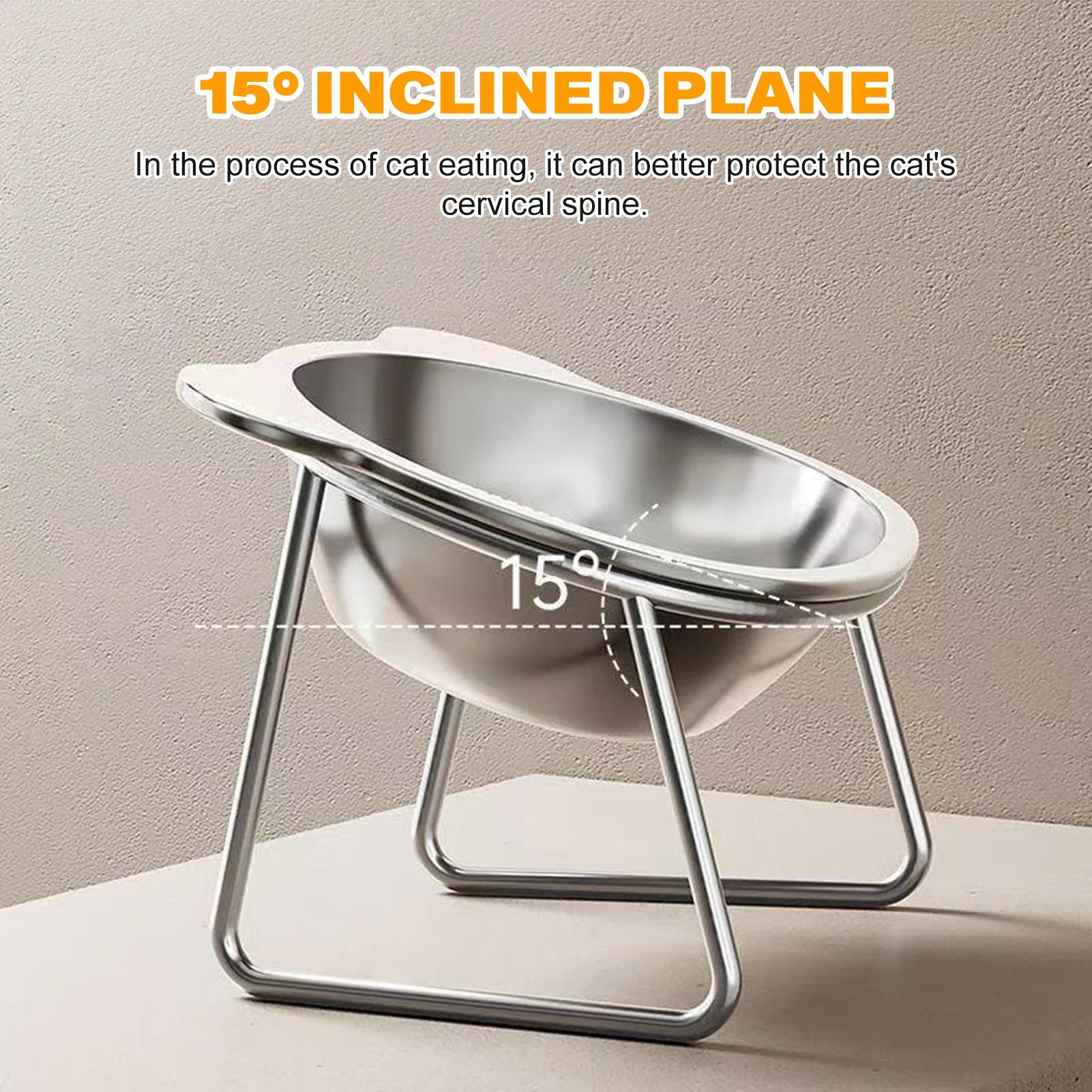 Stainless Steel Cat Bowl with Stand Anti Cervical Spondylosis Pet Raised Food and Water Dish for Cats and Dogs Dual Use Feeder
