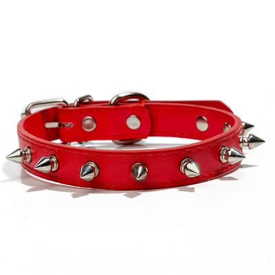 Spiked Dog Collar for Small Breed Dogs One Row Studded Leather Pet Collar Anti-Bite Neck Strap for Puppies Adjustable Cat Collar