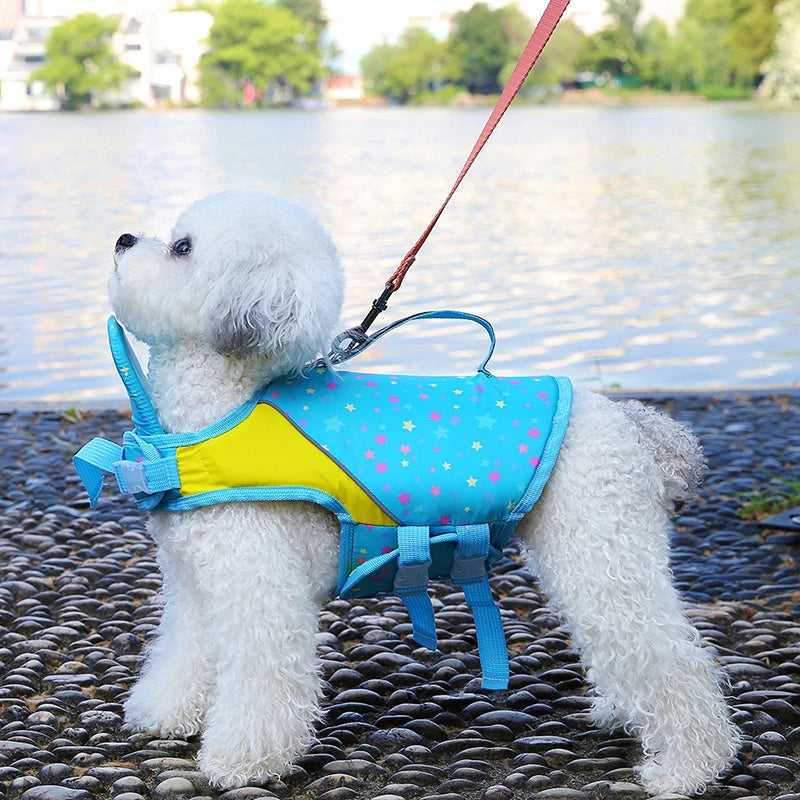 Dog Life Jacket with Traction Pet Life Vest for Small Medium Large Dogs Swimming Summer Clothing for Dogs Cat Playing with Water