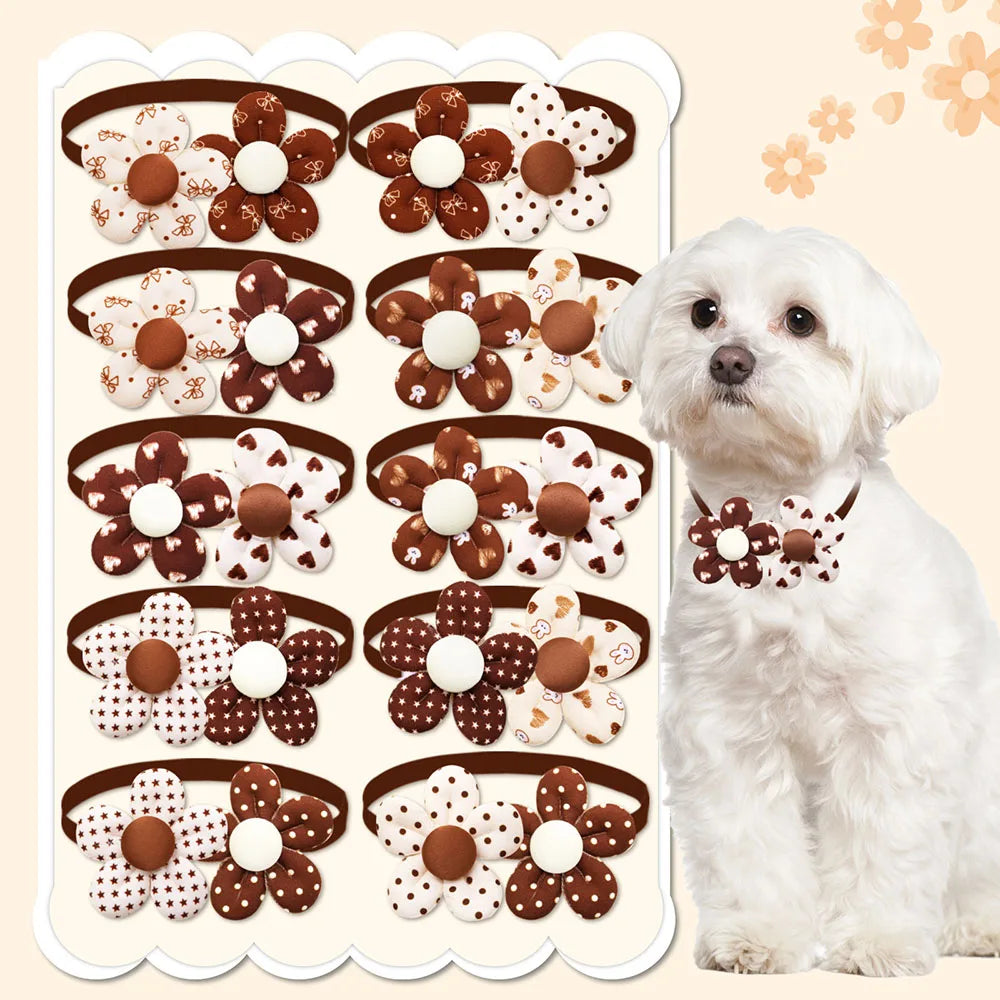 50 Bulk Dog Bowties Cute Flower For Pet Grooming Decoration Summer Small Dog Cat Bow Tie Collar Adjustable Dogs Grooming