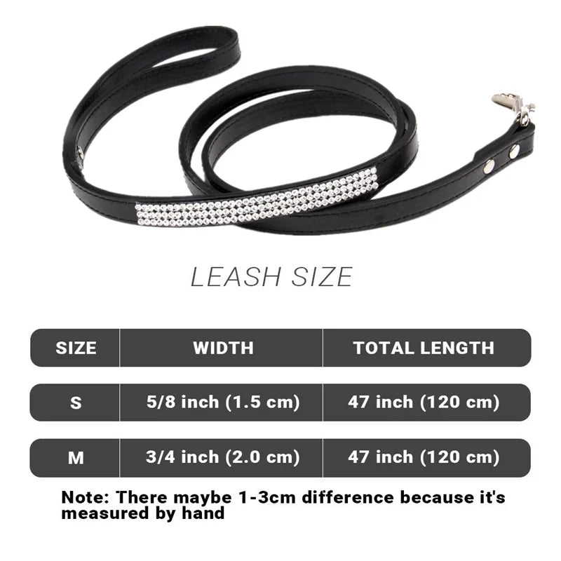 Fashion Rhinestone Dog Leash Pet Bling Shiny Cat Puppy Walking Leashes Lead for Small Dogs Cats Chihuahau Yorkshire Teddy 120cm