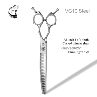 Crane High-end 7.5 Inch Dog Grooming Curved Chunker Scissors Professional Bend Thinning For Grommer Pet Hair Tijeras Tesoura