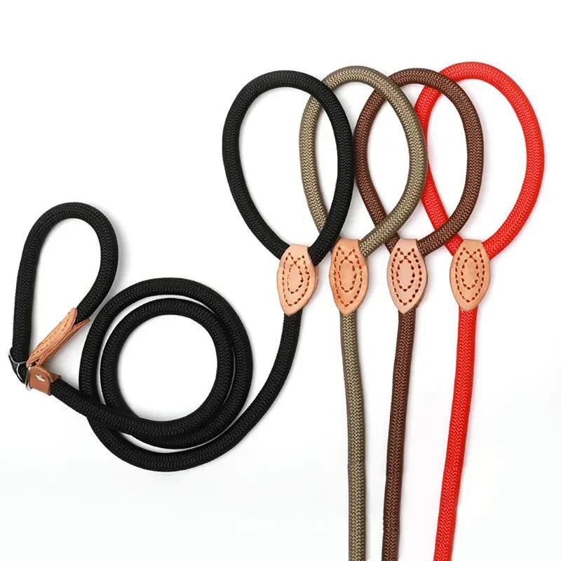 Dog Walking Leash Slip Rope Lead Leash Heavy Duty Braided Rope Adjustable Loop Collar Training Leashes for Large Dogs