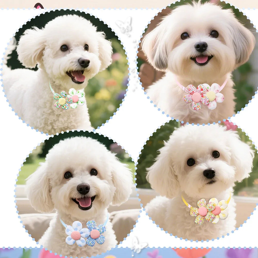 50 Bulk Dog Bowties Cute Flower For Pet Grooming Decoration Summer Small Dog Cat Bow Tie Collar Adjustable Dogs Grooming