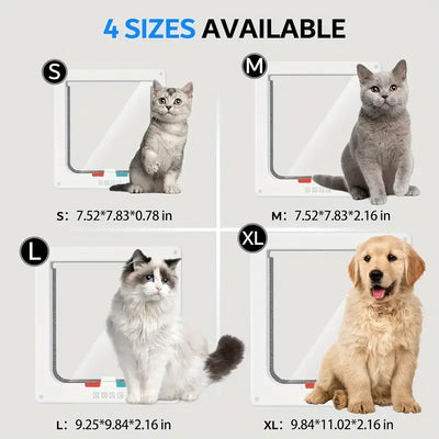 Pet Door 4 Way Locking Security Lock ABS Dog Cat Weatherproof Flap Door Controllable Switch Direction Doors Small Pet Supplies