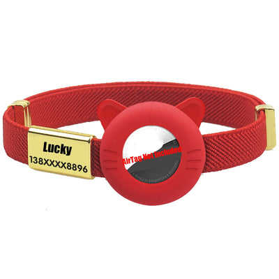 New Breakaway AirTag Tracker Cat Collar Free Custom Name Tag Kitten Collar with GPS Holder Case Anti-lost Adjustable Pet Collars