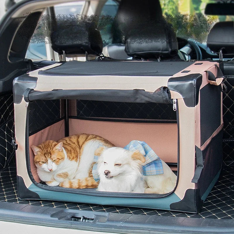 Pet Transport Bag Pet Car Cage Portable Cage for Pets One-piece Folding Pet Outdoor Bag Breathable Movable cat and dog cage PawPrint Treasures