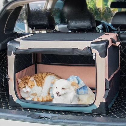Pet Transport Bag Pet Car Cage Portable Cage for Pets One-piece Folding Pet Outdoor Bag Breathable Movable cat and dog cage PawPrint Treasures