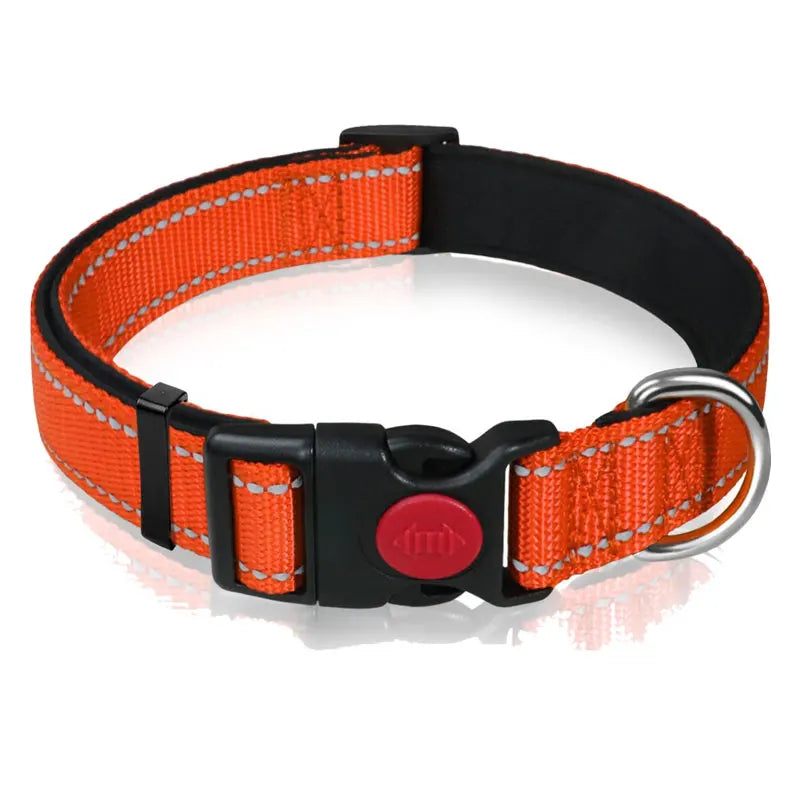 Adjustable Nylon Dog Collar Reflective Pet Traction Collar Quick Release Buckle with Safety Lock  Lining Soft Pet Supplies