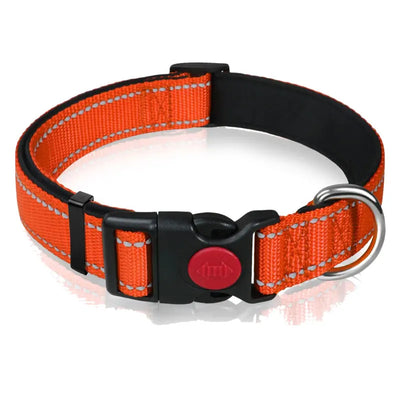 Adjustable Nylon Dog Collar Reflective Pet Traction Collar Quick Release Buckle with Safety Lock  Lining Soft Pet Supplies