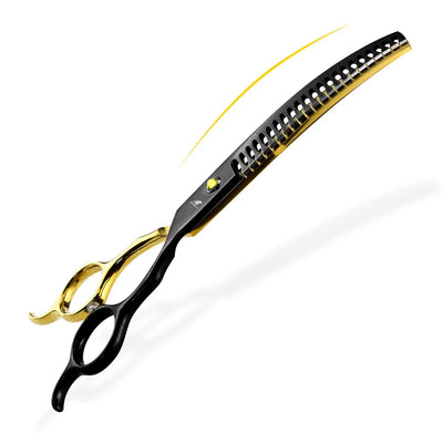 Dog Scissors for Grooming Stainless 6.5" Professional Pet Scissors Curved Chunker Scissors for Groomer Bend Down Thinning Shears