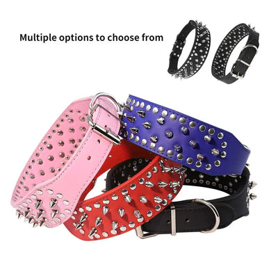 Pug Dog Collar Leather Adjustable Spikes Pet Collar for Medium Lager Dogs Brown Bull Dog Coleira para perro pitbull pet supplies