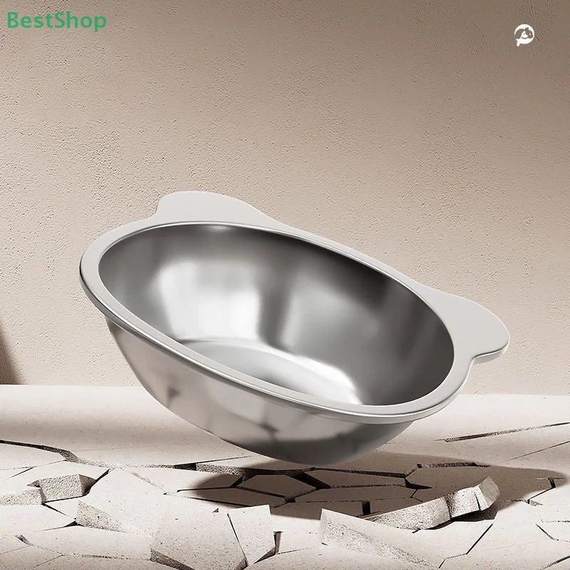 ♥♥♥Stainless Steel Cat Bowl Dog Bowl Protects Cervical Spine Pet Bowl Anti-knocking Heightened Cat Food Basin Drinking Bowl