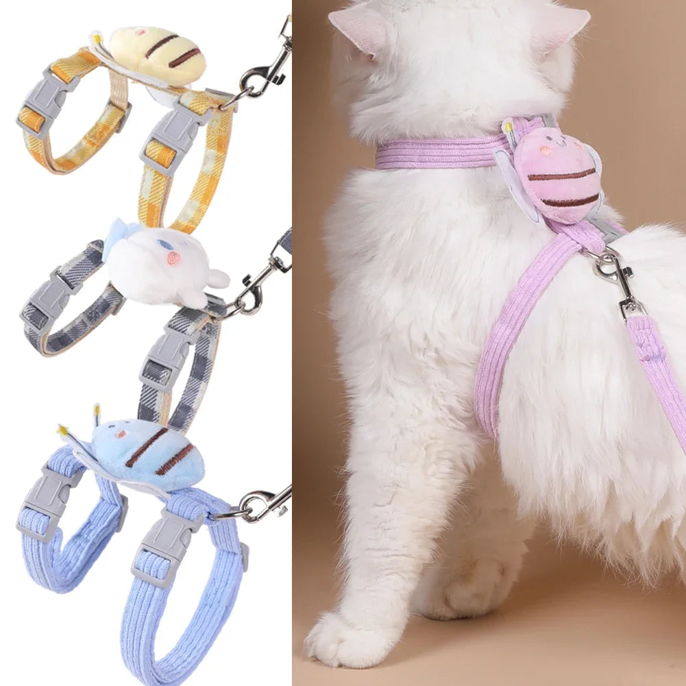 Cat Product Pet Traction New Cute Pattern Comfortable Dog Cat Collar Adjustable Long Strip Pet Harness Belt