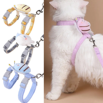 Cat Product Pet Traction New Cute Pattern Comfortable Dog Cat Collar Adjustable Long Strip Pet Harness Belt