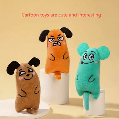 Cartoon cat and dog toy Bite resistant puppy plush doll Cat grinding teeth cleaning interactive toy