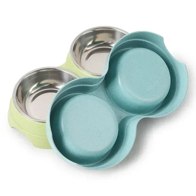 Double Pet Bowls Dog Food Water Feeder Stainless Steel Pet Drinking Dish Feeder Cat Puppy Feeding Supplies Small Dog Accessories