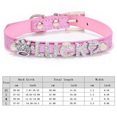 Personalized Dog Collar Fashion Bling Rhinestone Pet Free Diy Name Dog Necklace Custome Leather Dog Collars Pet Dog Accessories