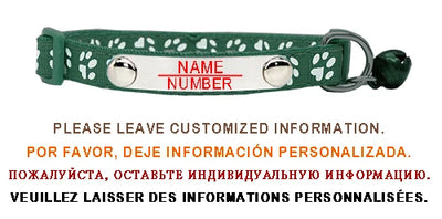 Personalized ID Paw Dog Collar Adjustable Nylon with Bell Custom Engraving Puppy Kittens Necklace for Cat Collar