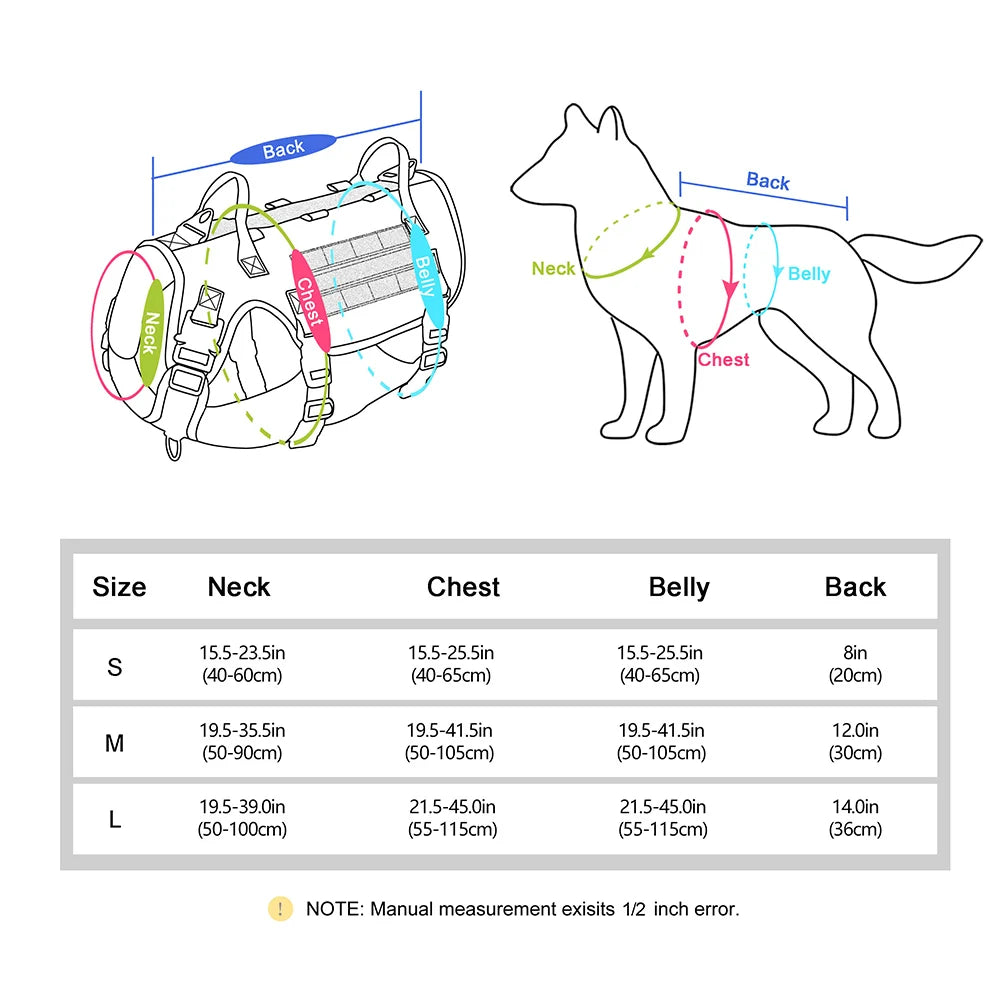Military Tactical Big Dog Harness Vest Durable Nylon Dog Training Harnesses with Flags Adjustable for Large Dogs German Shepherd