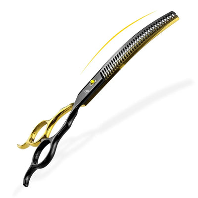 Dog Scissors for Grooming Stainless 6.5" Professional Pet Scissors Curved Chunker Scissors for Groomer Bend Down Thinning Shears