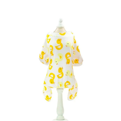 Pet Four Leg Clothing Cartoon Puppy Dog Pajamas Soft Cotton Dog Jumpsuit Comfortable Pet Bodysuit Clothes Spring PawPrint Treasures