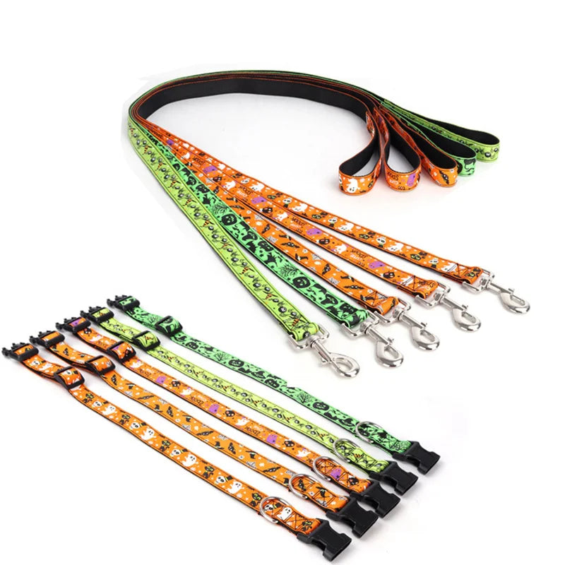 Halloween Dog Collar Nylon Adjustable Pet Collar Pumpkin Monster Bat Ghost Pattern for Party Cat Dog Decoration Pet Accessories