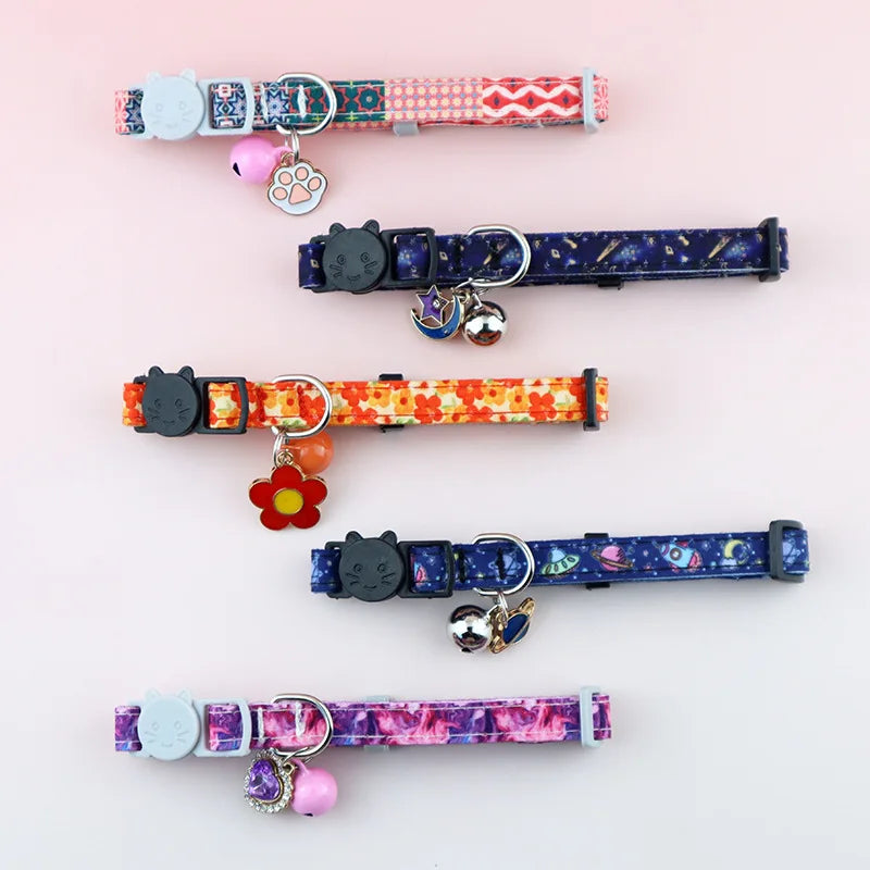 Boho Ethnic Cat Collar Adjustable Cat Collar with Bells and Delicate Pendants Loss Prevention Pet Collar for Kittens and Puppies