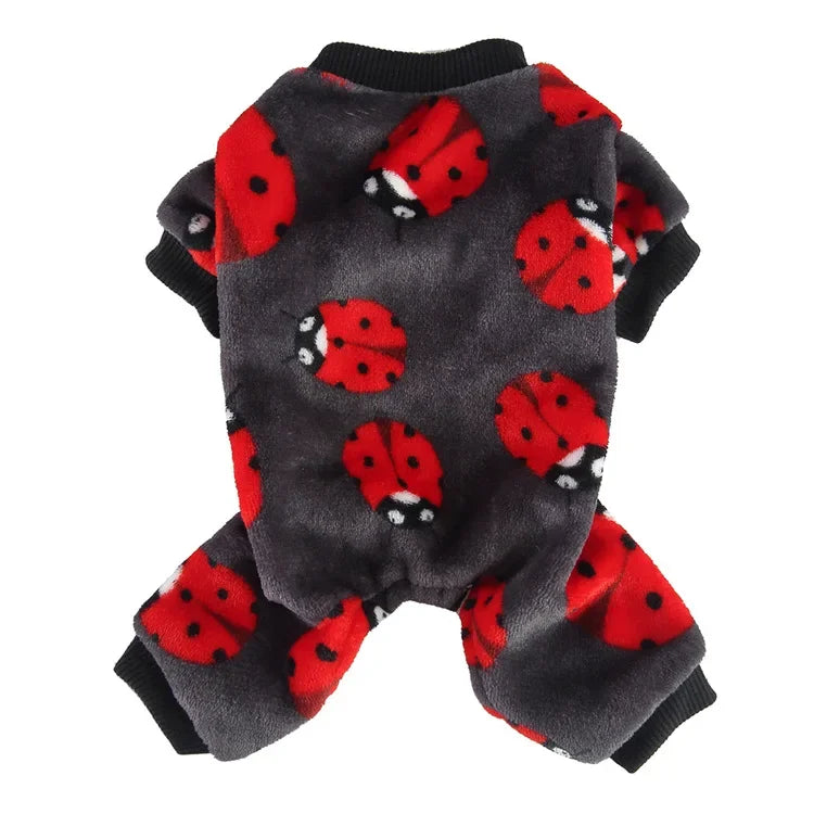 Dog Winter Pajamas Pomeranian Overalls Pajamas Halloween Print Warm Jumpsuits for Small Puppy Clothes for Dogs Chihuahua