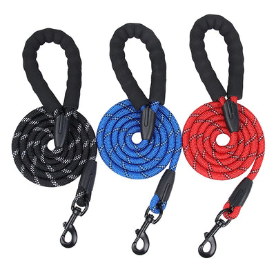 1.5m Reflective Dog Leash Nylon Anti-Pull Padded Handle Tear-Resistant Rope Medium Large Dog Leash Training Heavy-Duty Walking