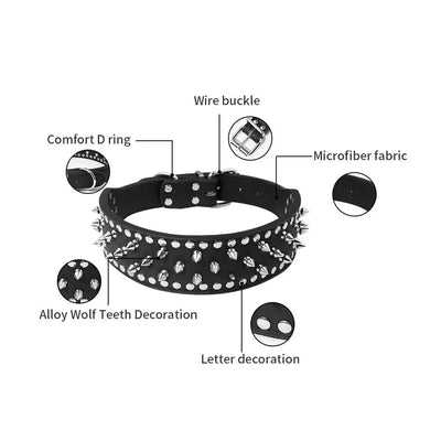 Pug Dog Collar Leather Adjustable Spikes Pet Collar for Medium Lager Dogs Brown Bull Dog Coleira para perro pitbull pet supplies