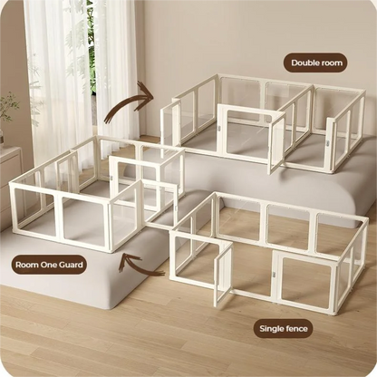 Small Pet Dog Cage Full Transparent Acrylic Indoor Home Security Fence Safe for Cats and Dogs PawPrint Treasures