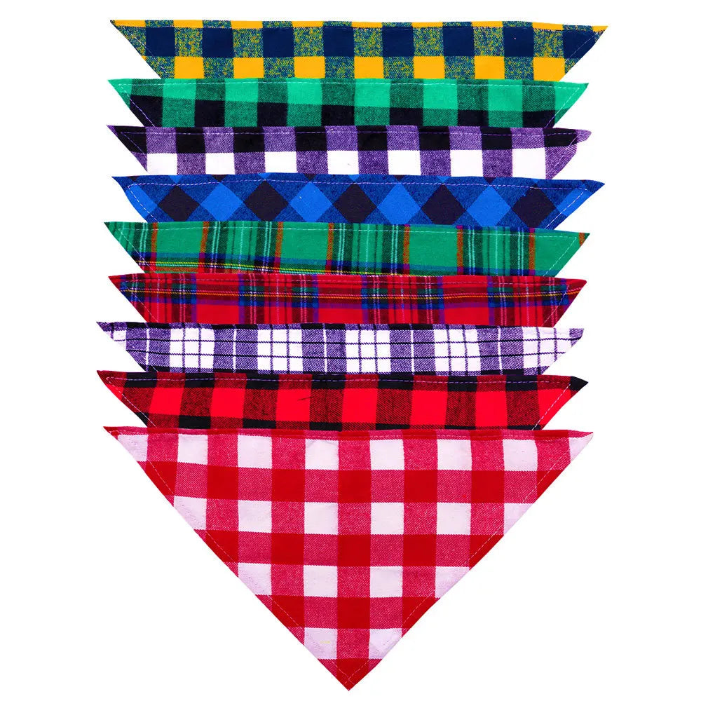 Dog Bandanas Large Pet Scarf Bandana Cotton Plaid Washable Bow Tie Collar Cat Puppy Triangular Scarf Bib Dog Accessories