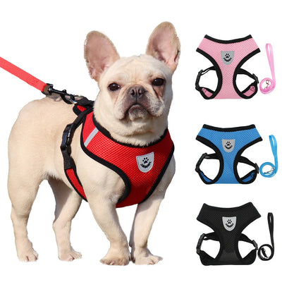 Small Dog Harness and Leash Set Summer Puppy Breathable Mesh Reflective Cat No Pull  Dog Reflective  Adjustable Pet Vest Style
