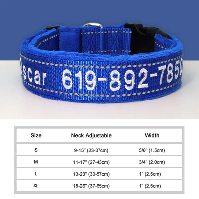 Personalized Embroidered Dog Collar Reflective Nylon Custom ID Name Accessories Pet Padded Collars For Small Medium Large Dogs