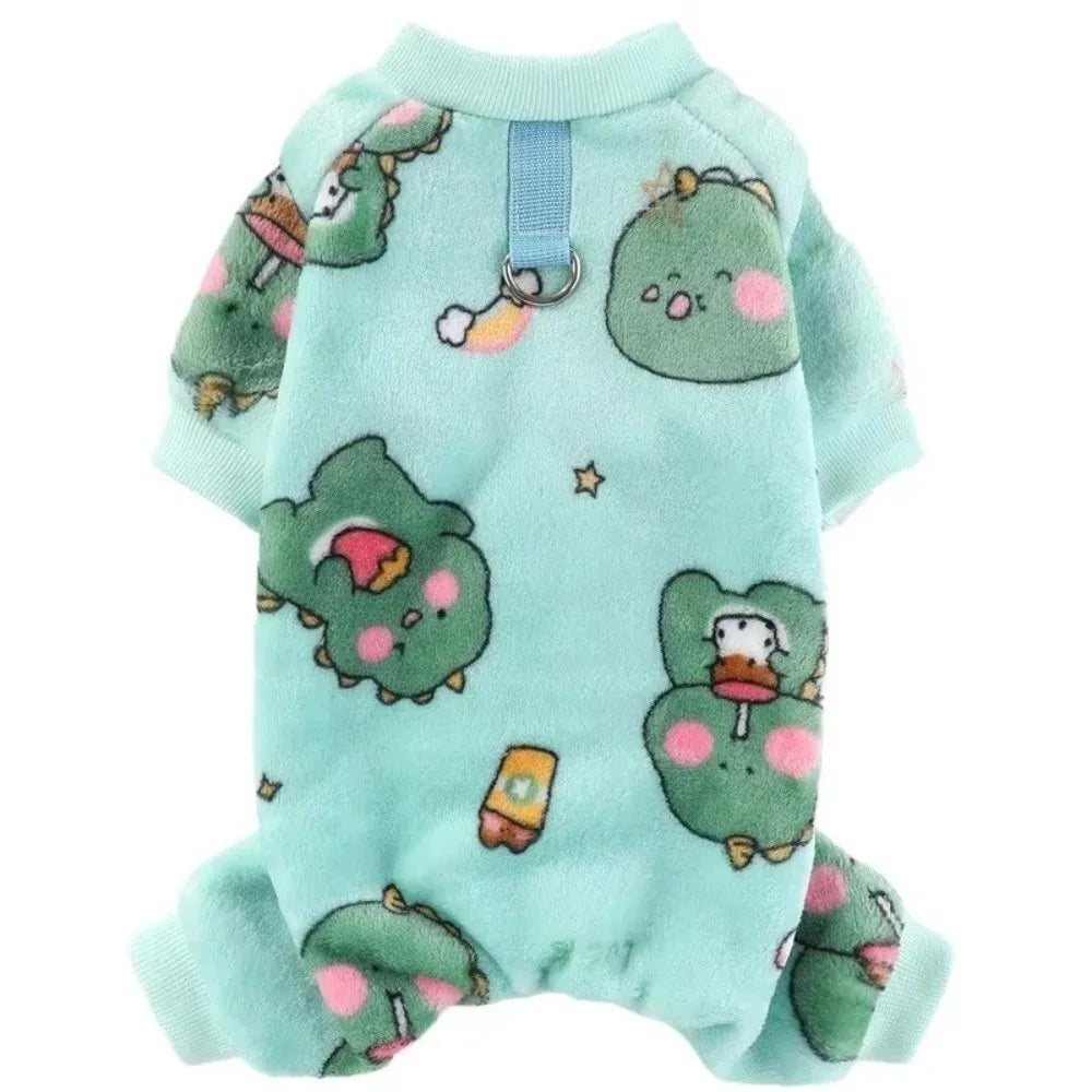 Winter Warm Dog Jumpsuit XS-4XL Fleece Pet Dog Clothes Chihuahua Poodle Bear Dinosaurs Pajamas Coat For Small Medium Dogs