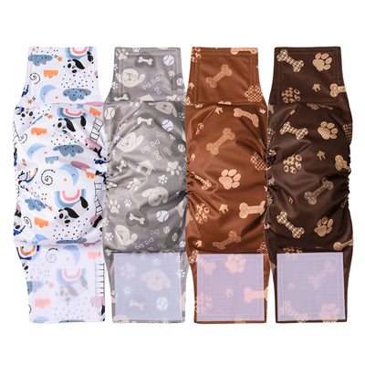 Ohbabyka 4Pack Washable Belly Bands for Male Dogs Reusable Adjustable Male Dog Diaper High Absorbing Belly Bnad for Small Dogs