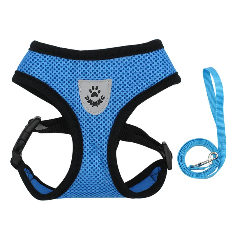 Small Dog Harness and Leash Set Summer Puppy Breathable Mesh Reflective Cat No Pull  Dog Reflective  Adjustable Pet Vest Style