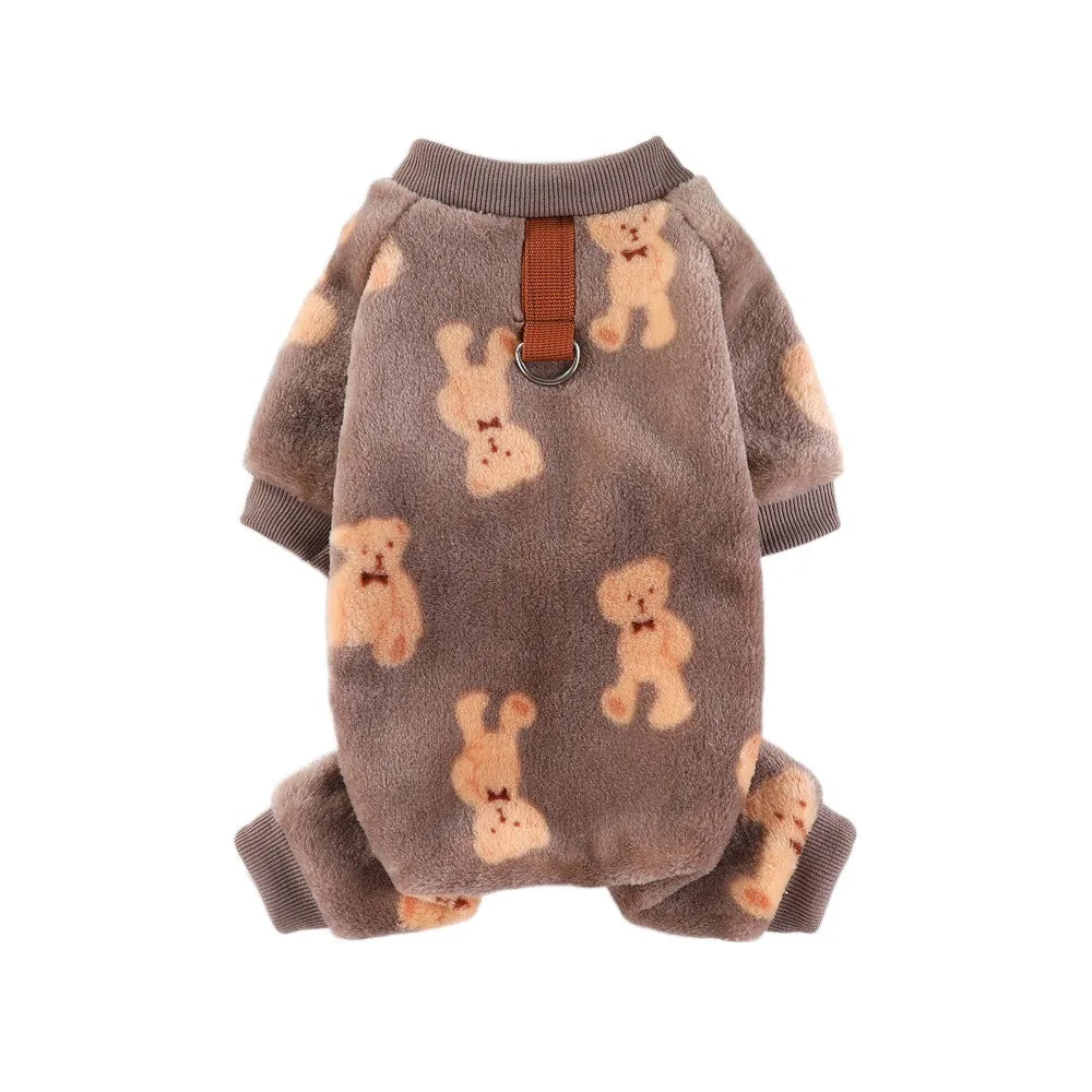 Winter Warm Dog Jumpsuit XS-4XL Fleece Pet Dog Clothes Chihuahua Poodle Bear Dinosaurs Pajamas Coat For Small Medium Dogs