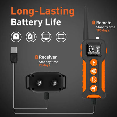 Dog Training Collar with Remote 1000m,Dog Shock Collar With 4 Training Modes,Rechargeable&IPX7 Waterproof For Medium Large Dogs