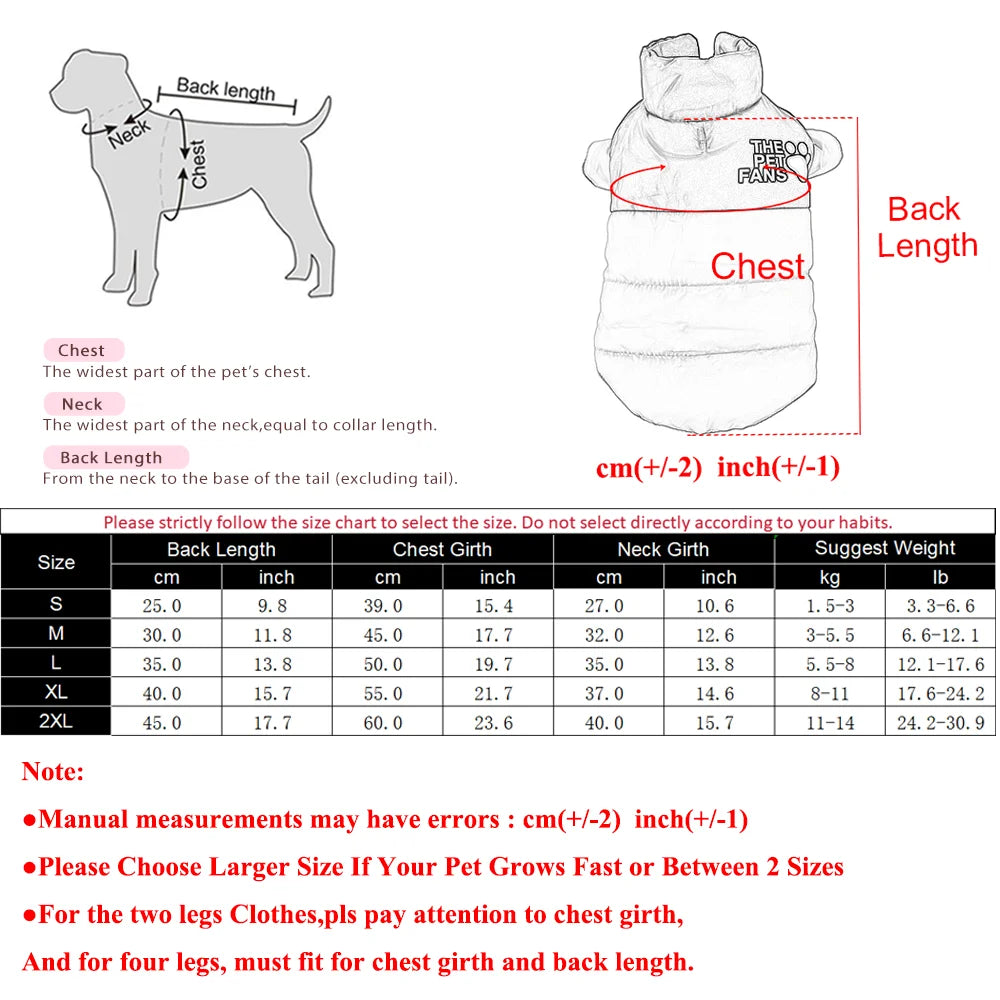 Warm Dog Clothes in Winter for Small Medium Cat Dogs Reversible Waterproof Pets Outfits Solid Puppy Sphynx Chihuahua Pug Apparel