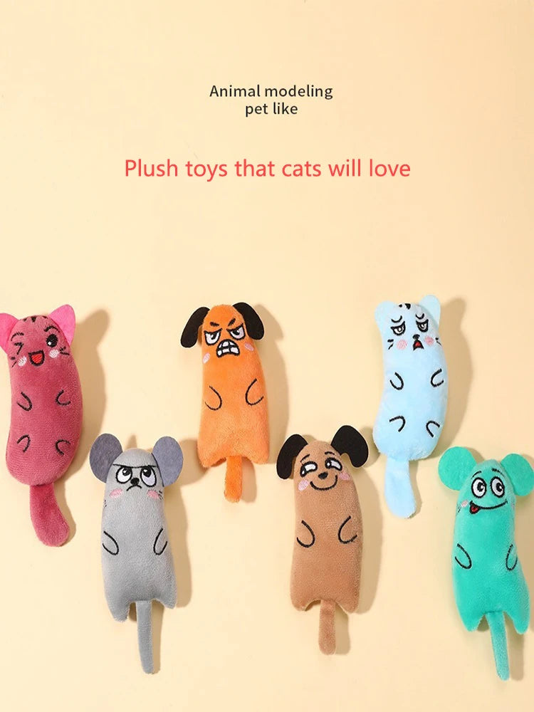 Cartoon cat and dog toy Bite resistant puppy plush doll Cat grinding teeth cleaning interactive toy