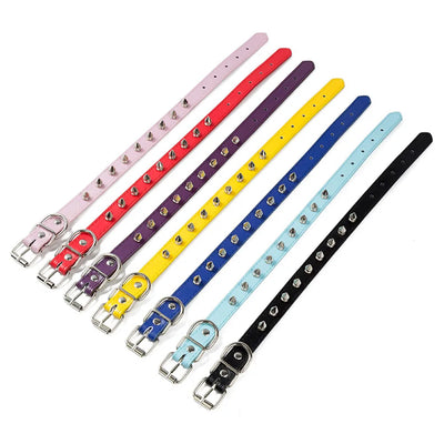 Spiked Dog Collar for Small Breed Dogs One Row Studded Leather Pet Collar Anti-Bite Neck Strap for Puppies Adjustable Cat Collar