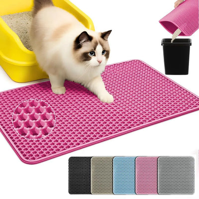 45x60CM Cat Litter Mat Large Size Waterproof Pet Toilet Cat Litter Trapping Mat Non Slip Double Layer Cat Litter Box Pad
