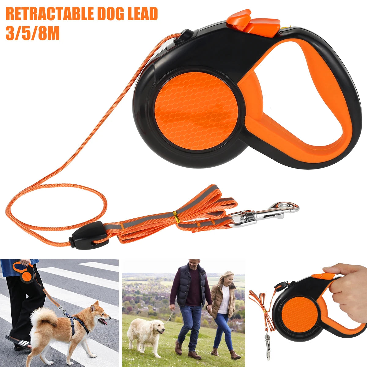 8m 50kg Dog Leash Retractable Roulette Collar for Small Big Dog Accessories Adjustable Durable Walking Hiking Bulldog Rope